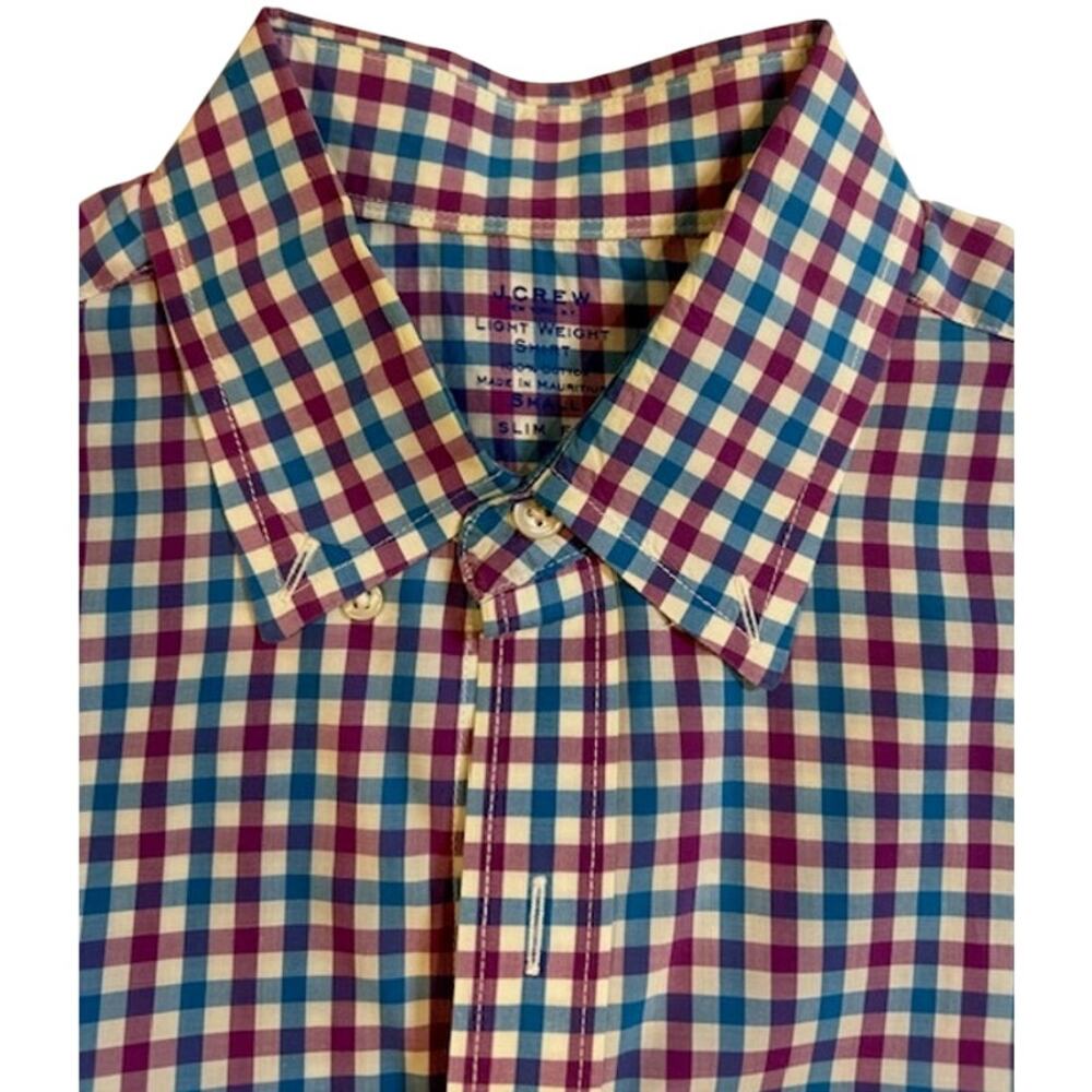 J. CREW Men's Gingham Plaid Button Down Shirt SMALL Slim Fit Long Sleeve
